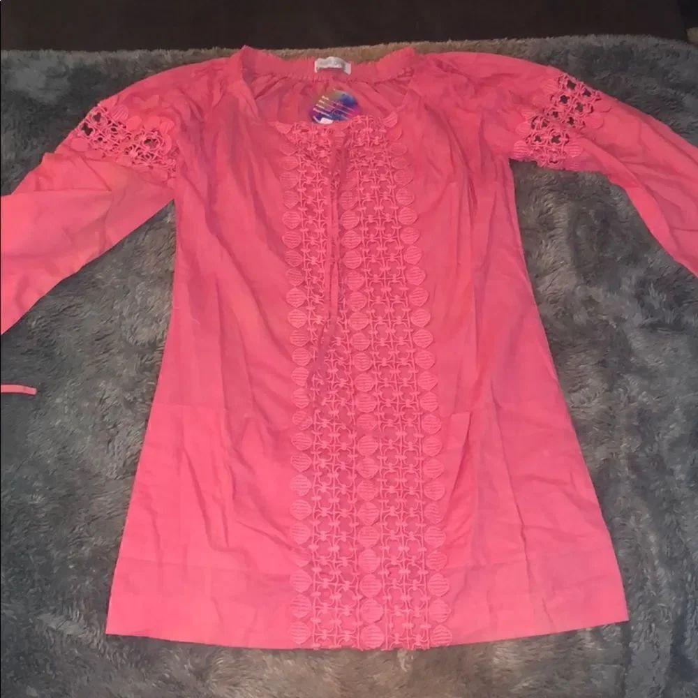 Bell Sleeve Pink Beach Cover Up NEW w Tags - XS